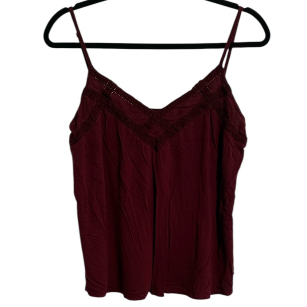 🖤 American Eagle Burgundy Spaghetti Strap Lace Detail Top